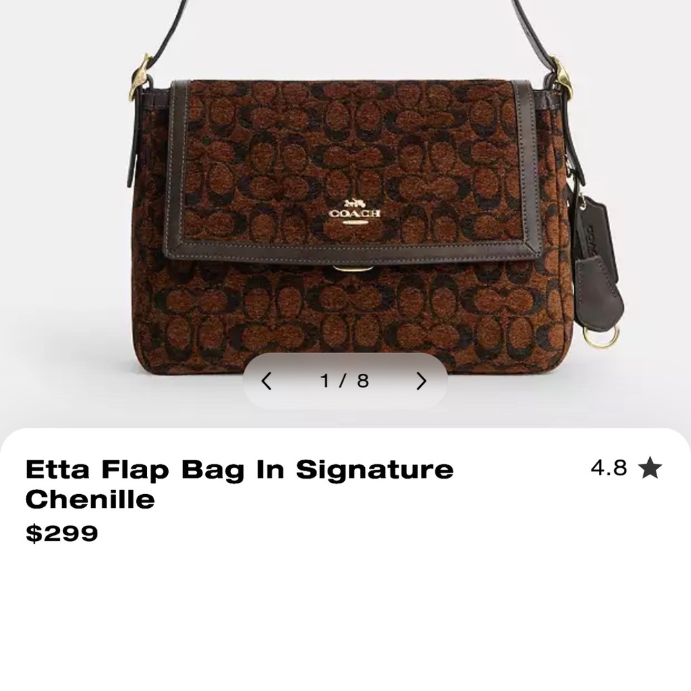 Coach Large Etta Flap Bag in Brown Chenille